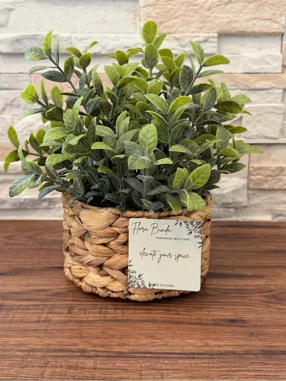 🆕 Handmade Woven Basket with Green Faux Plant - Home Accents!